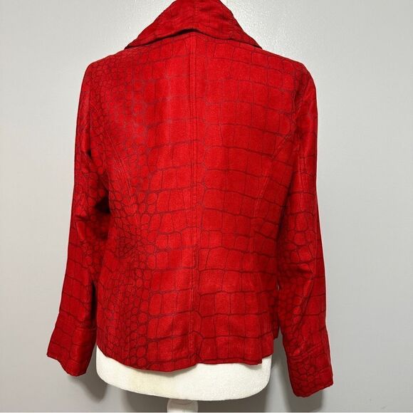 Tribal Studio Red Faux Suede Jacket Snakeskin Print Coat size PM - Picture 4 of 7